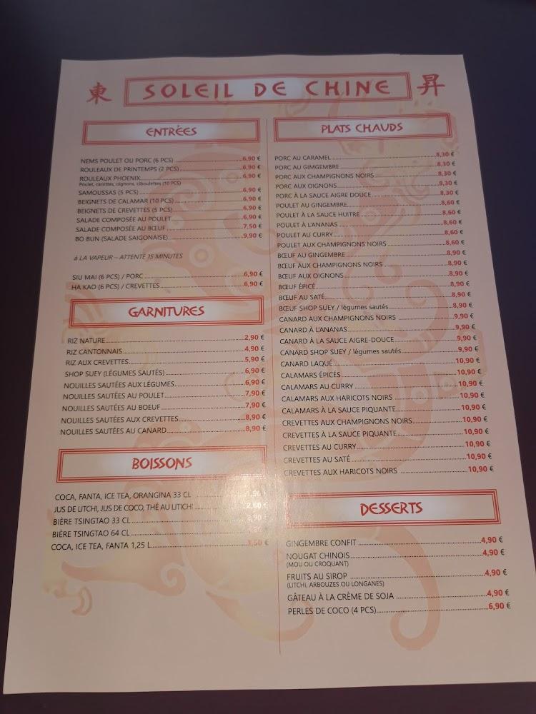 Restaurant Soleil de Chine - Menu Image 2
